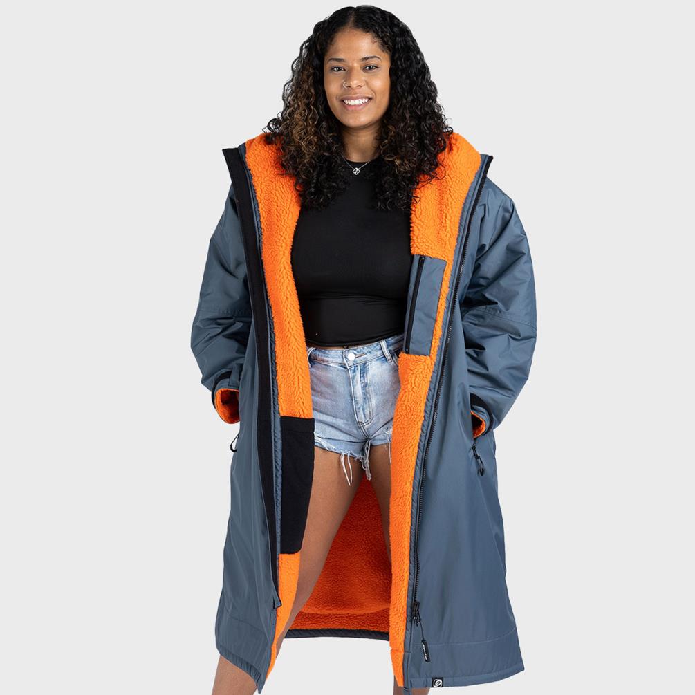 dryrobe Advance Long Sleeve Changing Robe - Dark Grey / Orange Extra Image 2